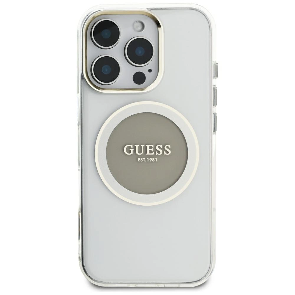 Guess IML Metal Colored Circle Classic Logo MagSafe case for iPhone 16 Pro Max - grayeng