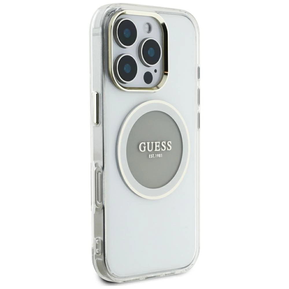 Guess IML Metal Colored Circle Classic Logo MagSafe case for iPhone 16 Pro Max - grayeng