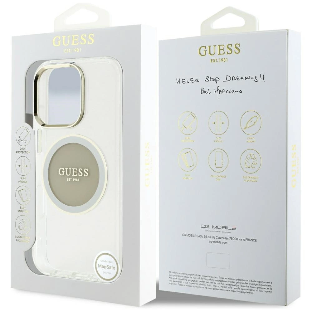 Guess IML Metal Colored Circle Classic Logo MagSafe case for iPhone 16 Pro Max - grayeng