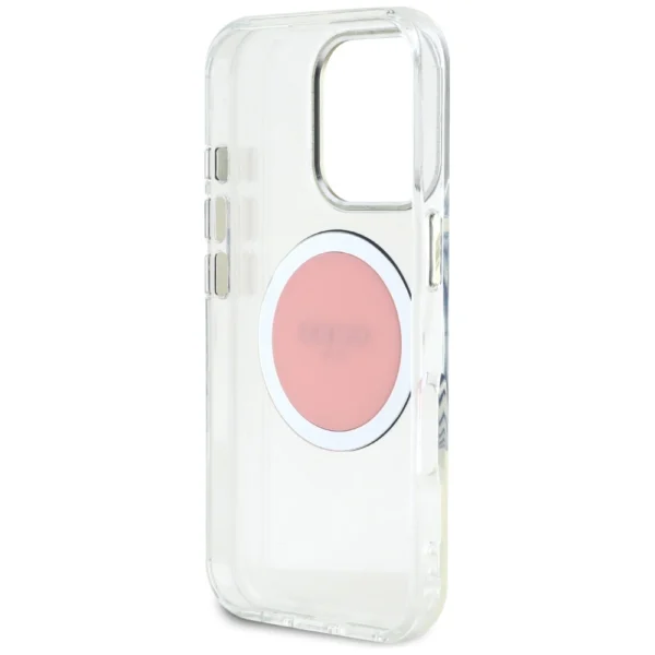 Guess IML Metal Colored Circle Classic Logo MagSafe iPhone 16 Pro Case - Pinkeng
