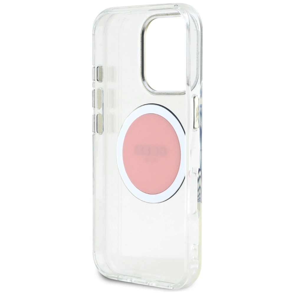 Guess IML Metal Colored Circle Classic Logo MagSafe iPhone 16 Pro Case - Pinkeng