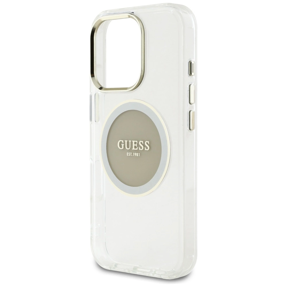 Guess IML Metal Colored Circle Classic Logo MagSafe case for iPhone 16 Pro - grayeng