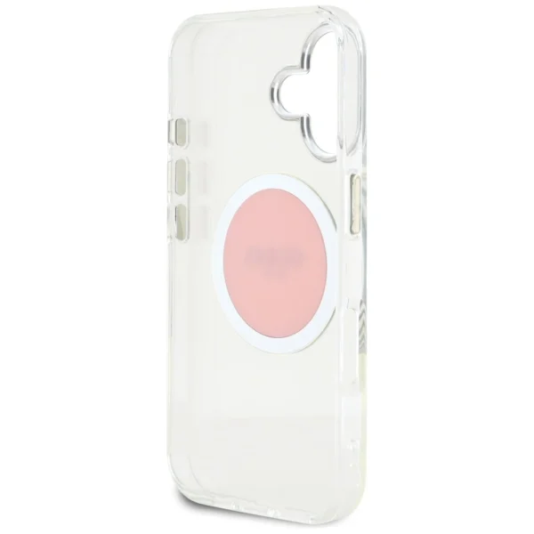 Guess IML Metal Colored Circle Classic Logo MagSafe iPhone 16 Case - Pinkeng