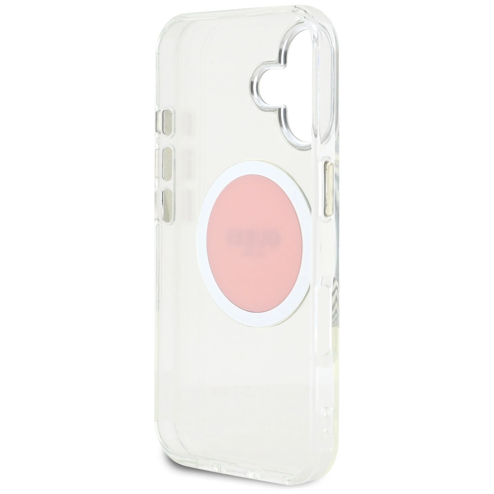 Guess IML Metal Colored Circle Classic Logo MagSafe iPhone 16 Case - Pinkeng