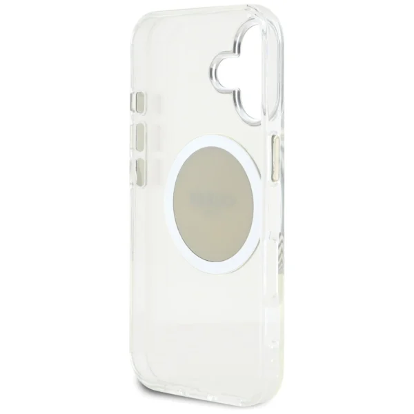 Guess IML Metal Colored Circle Classic Logo MagSafe case for iPhone 16 - grayeng