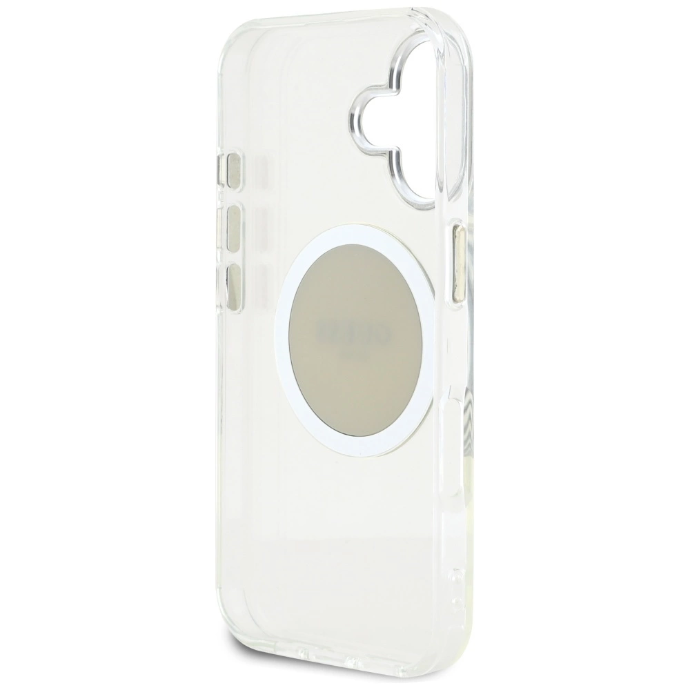 Guess IML Metal Colored Circle Classic Logo MagSafe case for iPhone 16 - grayeng