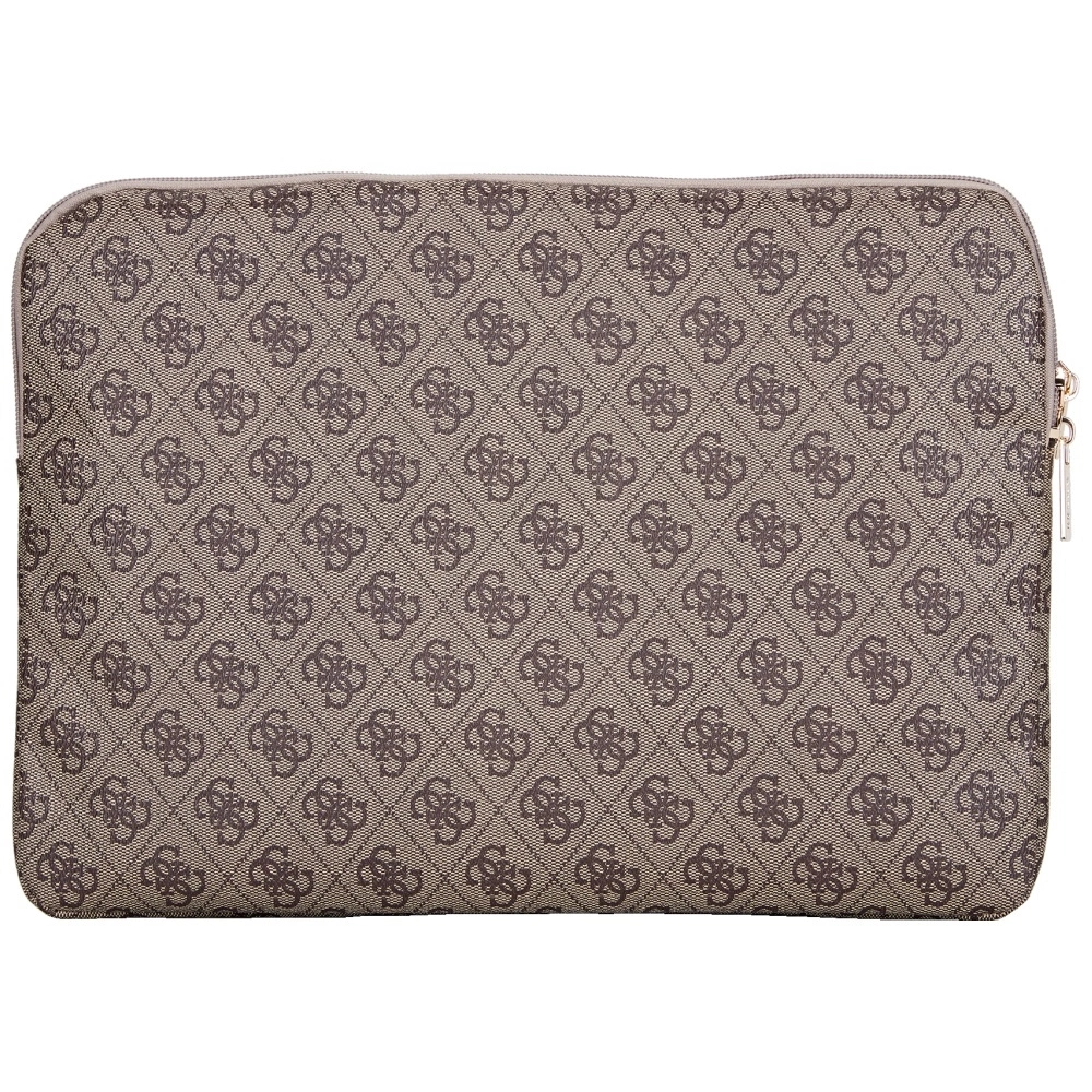 Guess Sleeve 4G Zipper Pocket Triangle Logo 14" Laptop Bag - Browneng