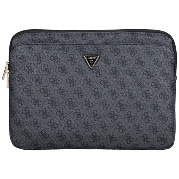 Guess Sleeve 4G Zipper Pocket Triangle Logo 14" Laptop Bag - Blackeng