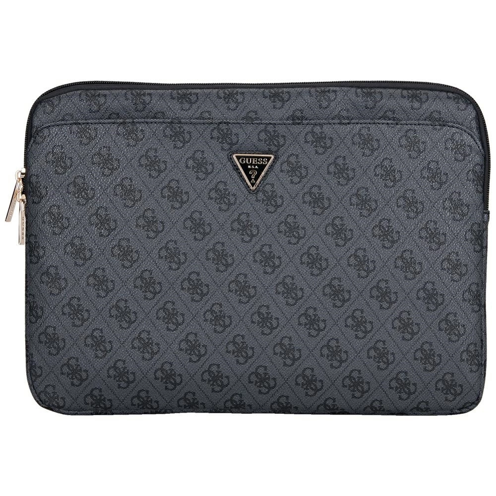 Guess Sleeve 4G Zipper Pocket Triangle Logo 14" Laptop Bag - Blackeng