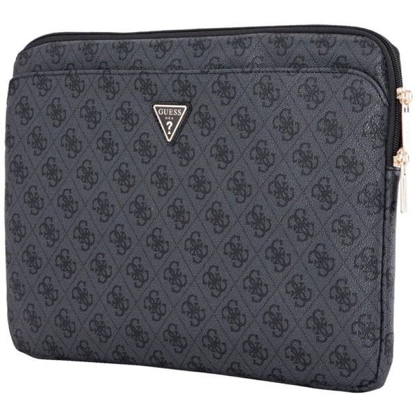 Guess Sleeve 4G Zipper Pocket Triangle Logo 14" Laptop Bag - Blackeng