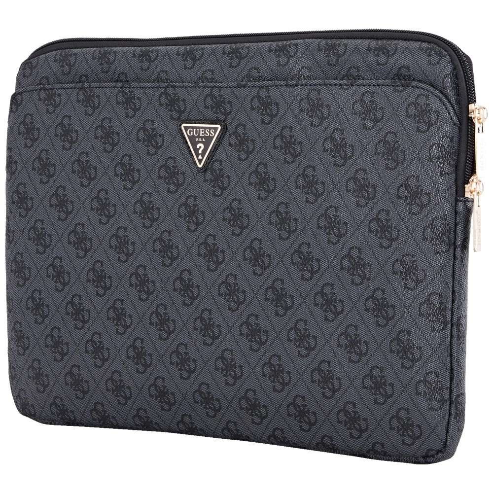Guess Sleeve 4G Zipper Pocket Triangle Logo 14" Laptop Bag - Blackeng