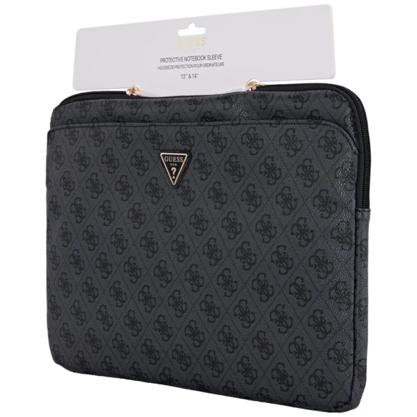 Guess Sleeve 4G Zipper Pocket Triangle Logo 14" Laptop Bag - Blackeng
