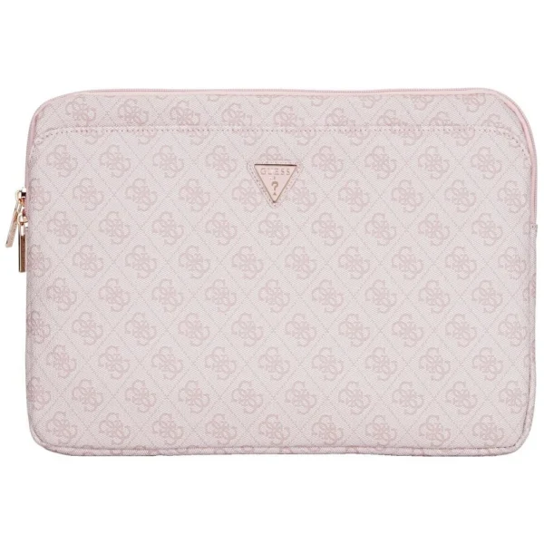 Guess Sleeve 4G Zipper Pocket Triangle Logo 14" Laptop Bag - Pinkeng