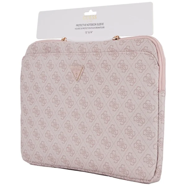 Guess Sleeve 4G Zipper Pocket Triangle Logo 14" Laptop Bag - Pinkeng