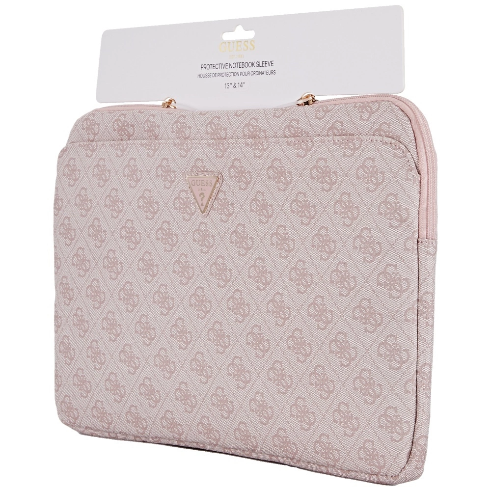 Guess Sleeve 4G Zipper Pocket Triangle Logo 14" Laptop Bag - Pinkeng