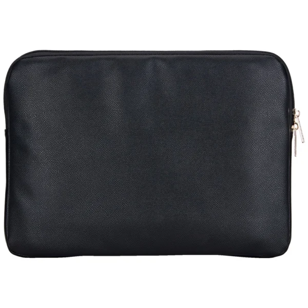 Guess Sleeve Grained Zipper Pocket Triangle Logo 14" Laptop Bag - Blackeng