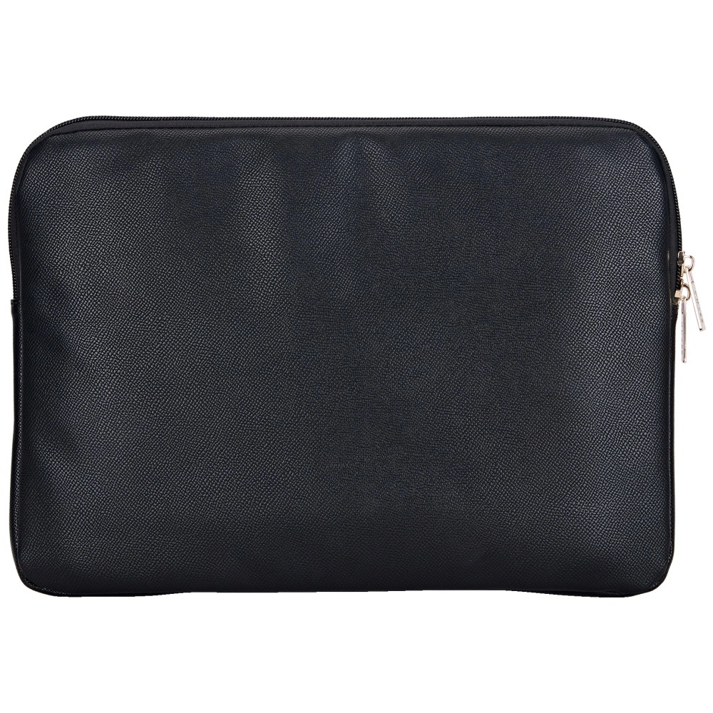 Guess Sleeve Grained Zipper Pocket Triangle Logo 14" Laptop Bag - Blackeng