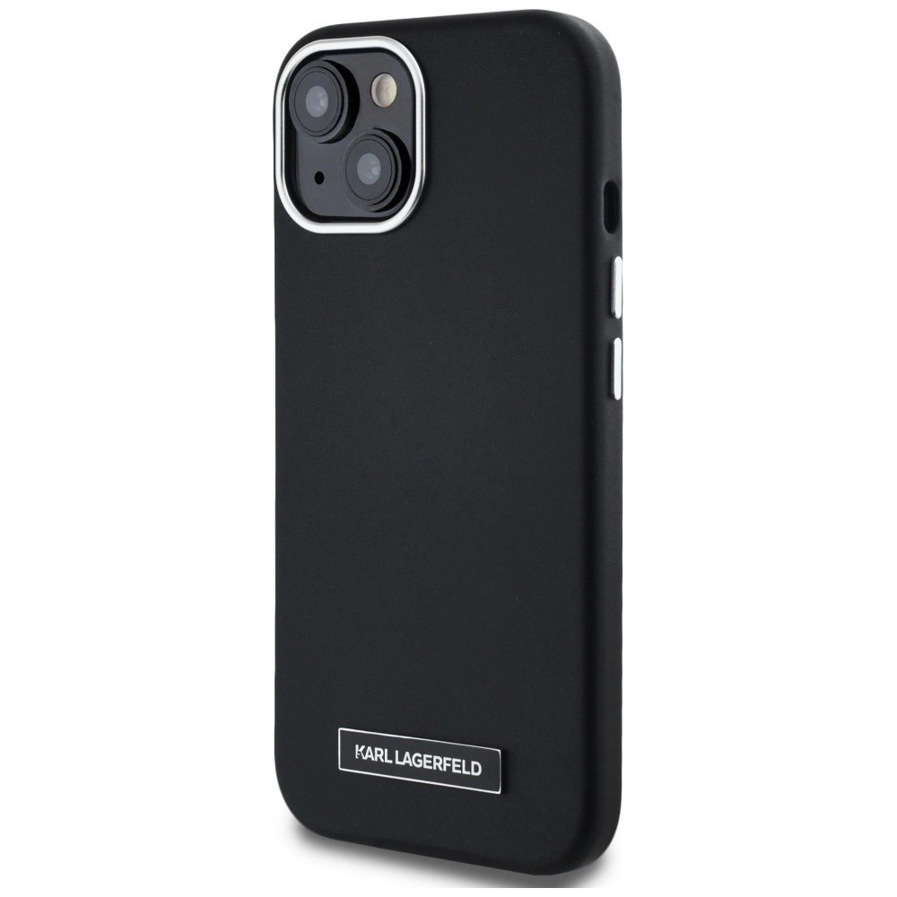 Karl Lagerfeld FW Metal Plate MagSafe iPhone 15 Case - Blackeng