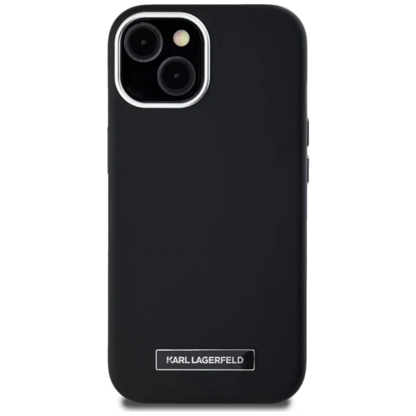 Karl Lagerfeld FW Metal Plate MagSafe iPhone 15 Case - Blackeng