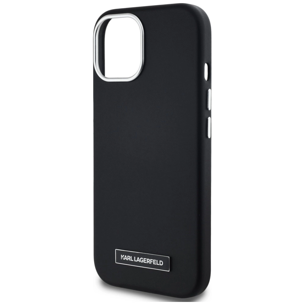 Karl Lagerfeld FW Metal Plate MagSafe iPhone 15 Case - Blackeng