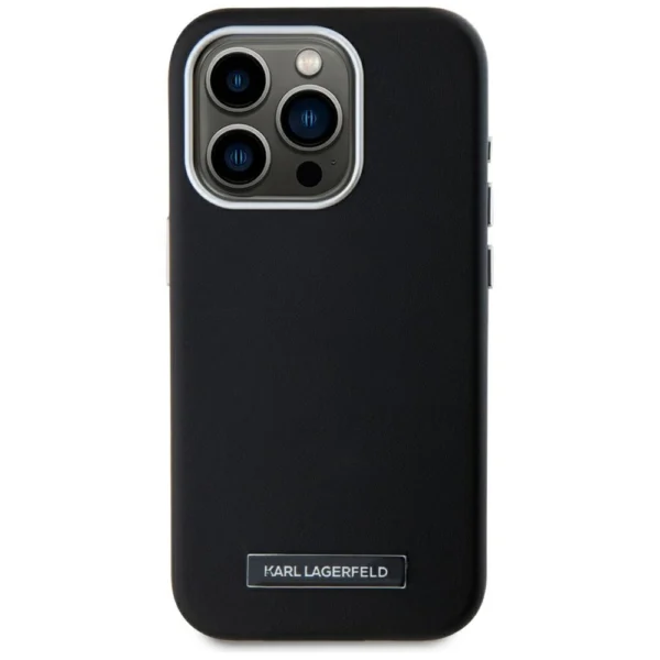 Karl Lagerfeld FW Metal Plate MagSafe iPhone 15 Pro Case - Blackeng