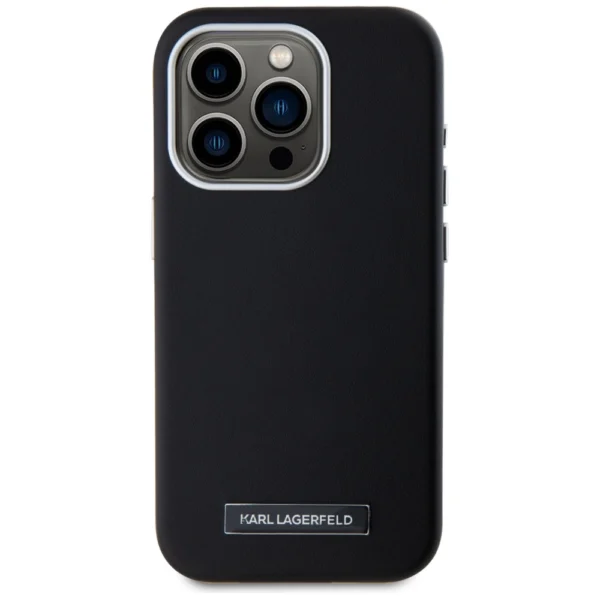 Karl Lagerfeld FW Metal Plate MagSafe iPhone 15 Pro Max Case - Blackeng