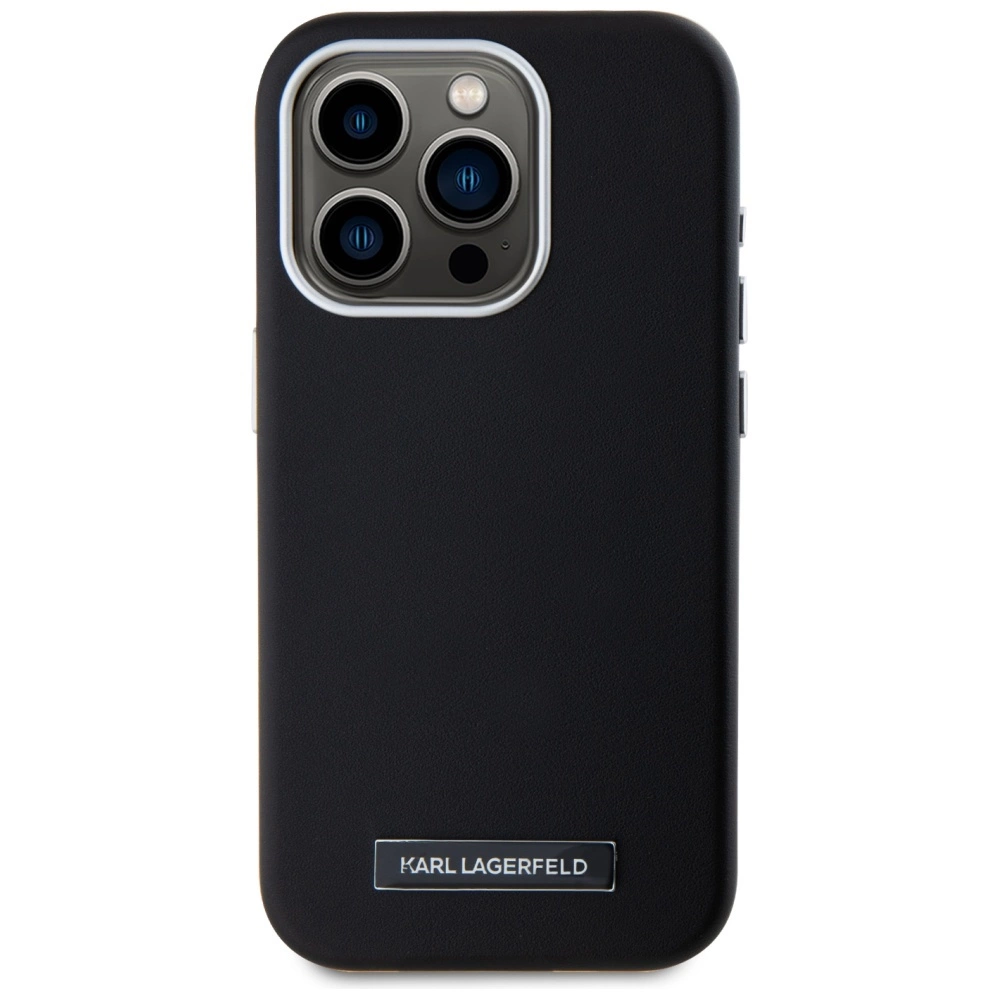 Karl Lagerfeld FW Metal Plate MagSafe iPhone 15 Pro Max Case - Blackeng