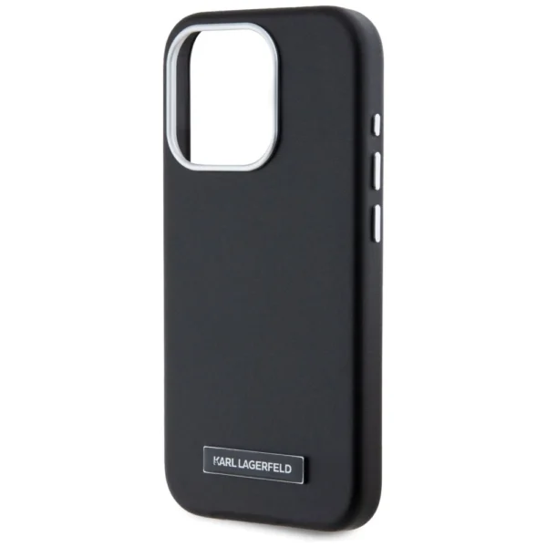 Karl Lagerfeld FW Metal Plate MagSafe iPhone 15 Pro Max Case - Blackeng