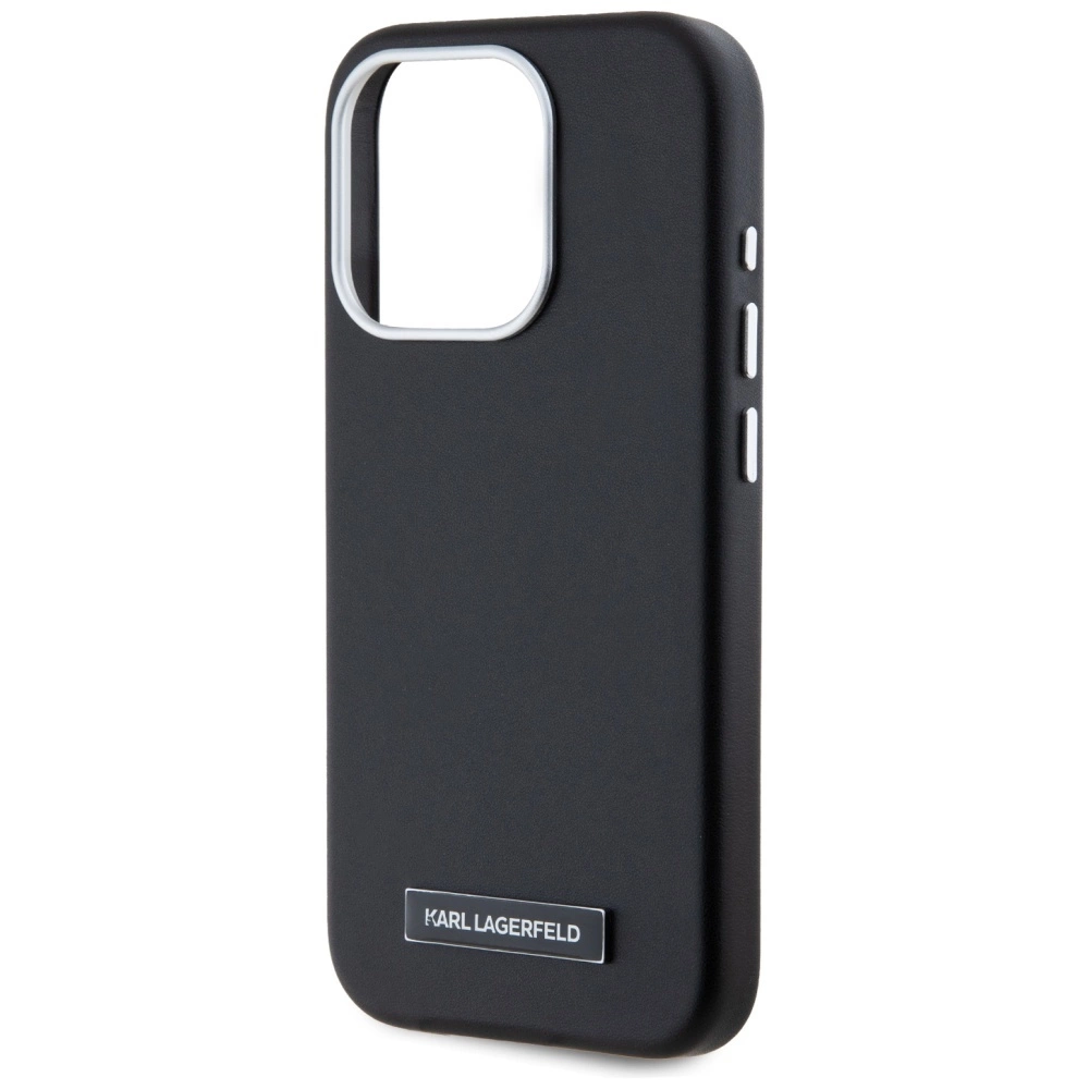 Karl Lagerfeld FW Metal Plate MagSafe iPhone 15 Pro Max Case - Blackeng