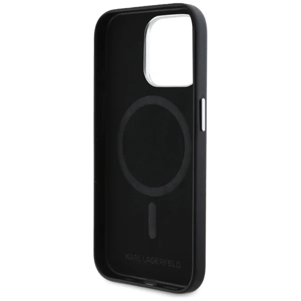 Karl Lagerfeld FW Metal Plate MagSafe iPhone 15 Pro Max Case - Blackeng