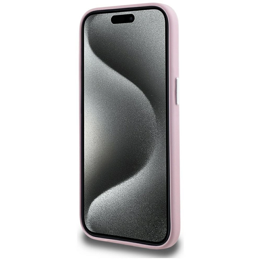 Karl Lagerfeld FW Metal Plate MagSafe iPhone 15 Case - Pinkeng