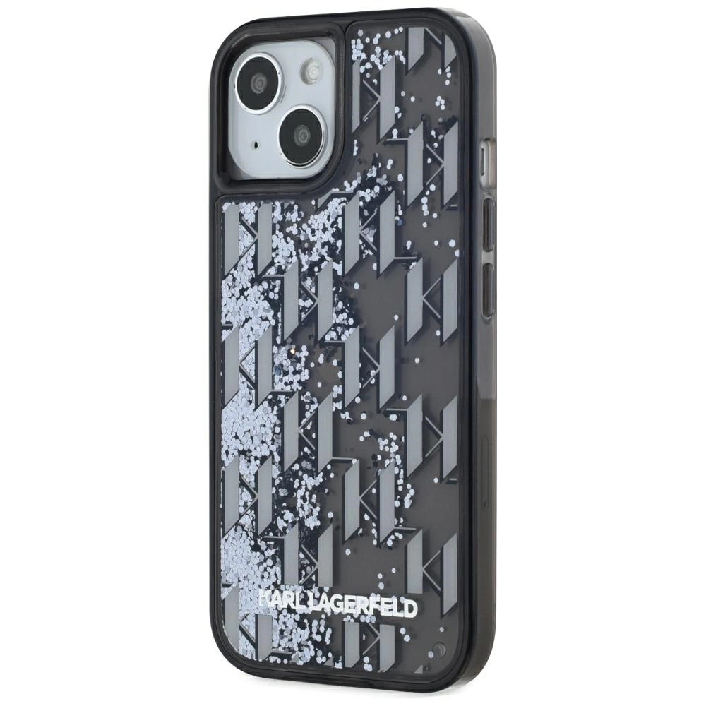 Karl Lagerfeld Liquide Glitter Monogram Gradient iPhone 15 Case - Blackeng