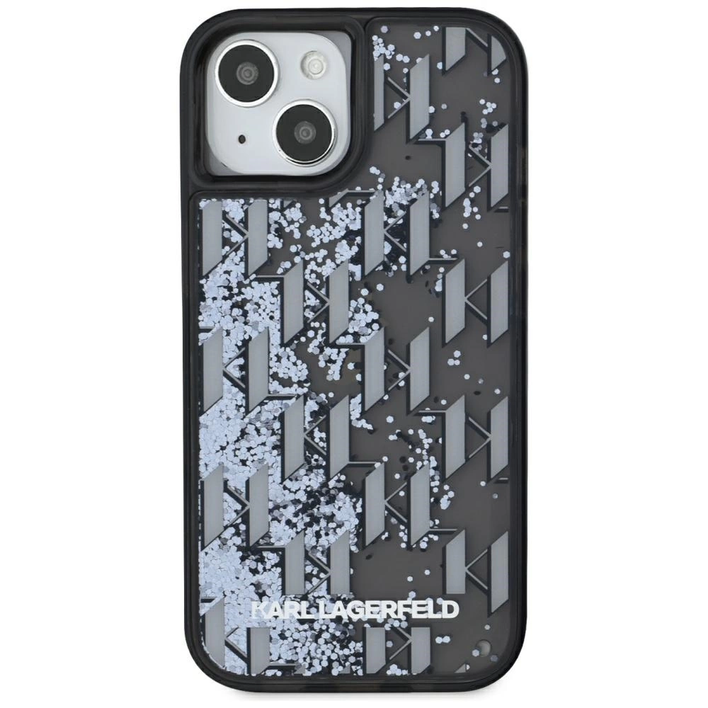 Karl Lagerfeld Liquide Glitter Monogram Gradient iPhone 15 Case - Blackeng