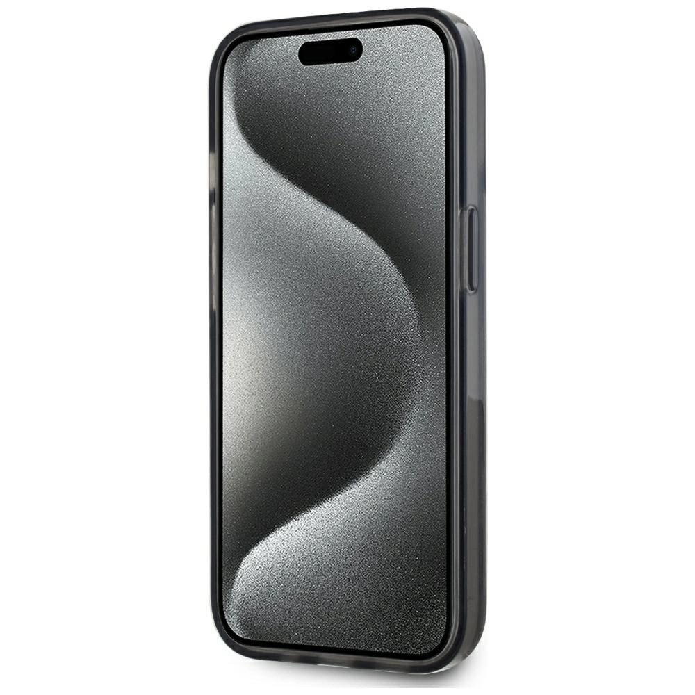 Karl Lagerfeld Liquide Glitter Monogram Gradient iPhone 15 Case - Blackeng