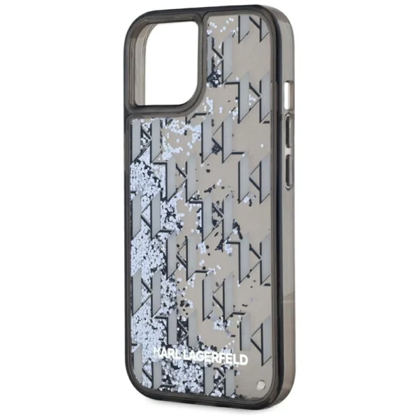 Karl Lagerfeld Liquide Glitter Monogram Gradient iPhone 15 Case - Blackeng