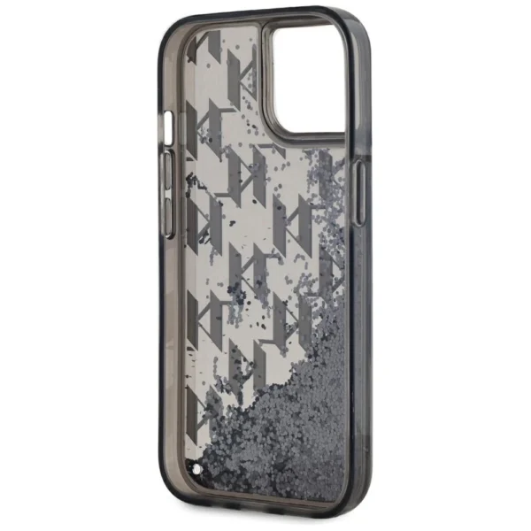 Karl Lagerfeld Liquide Glitter Monogram Gradient iPhone 15 Case - Blackeng