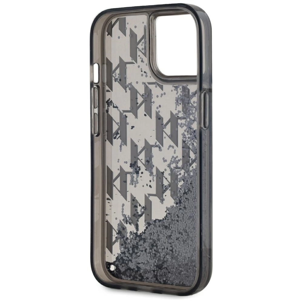 Karl Lagerfeld Liquide Glitter Monogram Gradient iPhone 15 Case - Blackeng
