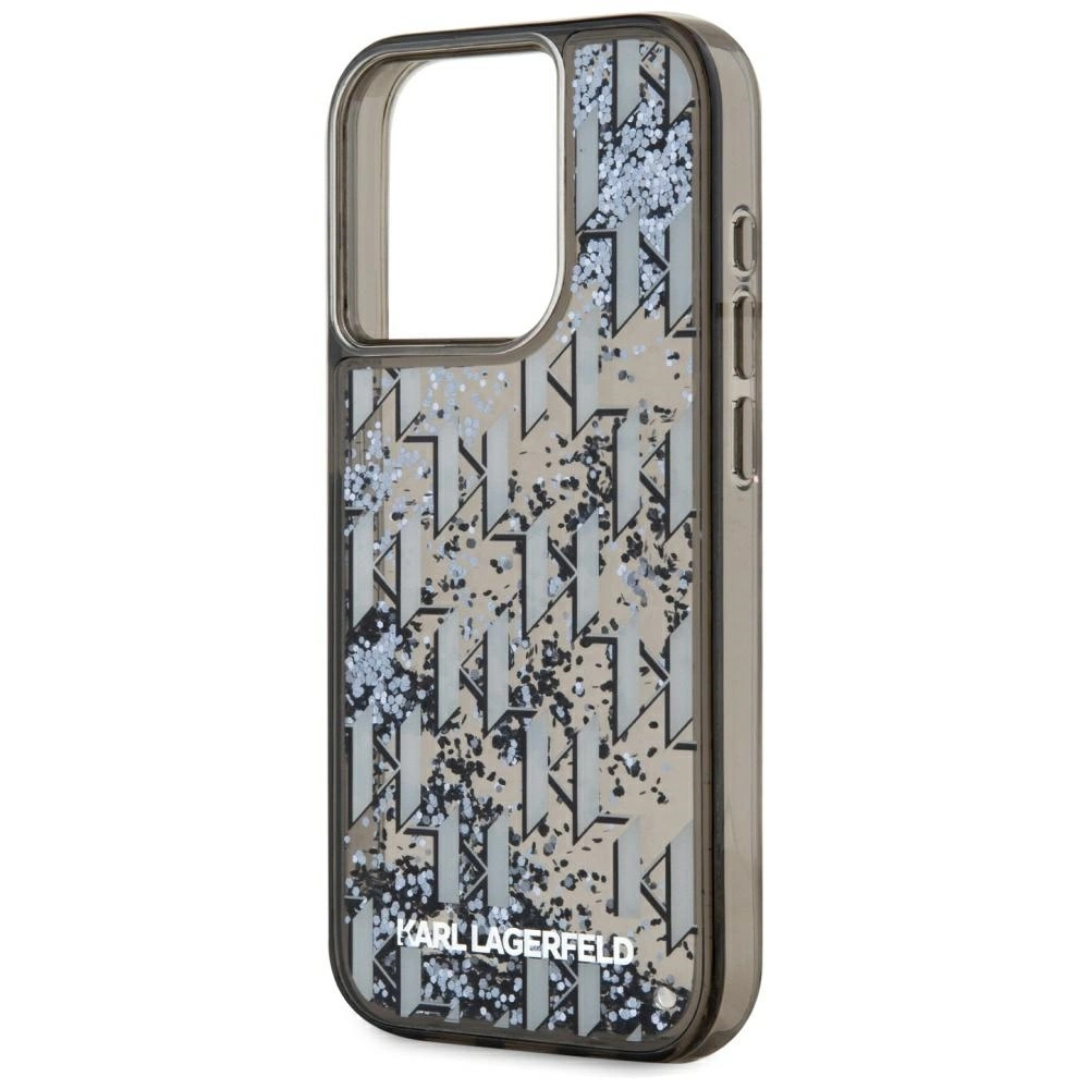 Karl Lagerfeld Liquide Glitter Monogram Gradient iPhone 15 Pro Case - Blackeng