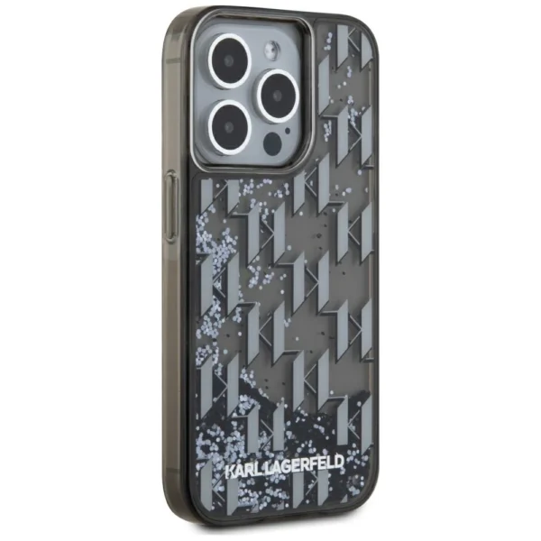 Karl Lagerfeld Liquide Glitter Monogram Gradient iPhone 15 Pro Max Case - Blackeng