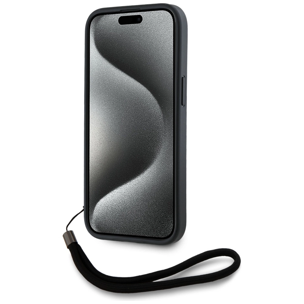 Karl Lagerfeld Saffiano Athleisure Stripes Cord iPhone 15 Pro Max Case - Redeng