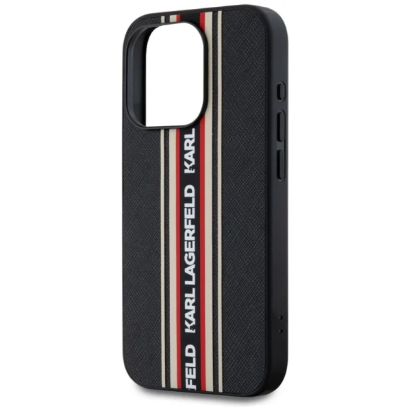 Karl Lagerfeld Saffiano Athleisure Stripes Cord iPhone 15 Pro Max Case - Redeng