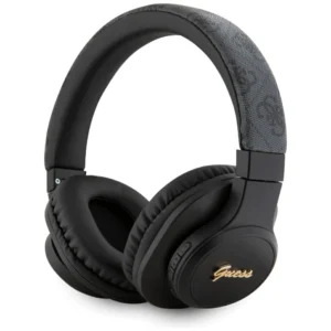Guess Leather Tone On Tone Script Bluetooth 4G Over-Ear Headphones - Blackeng