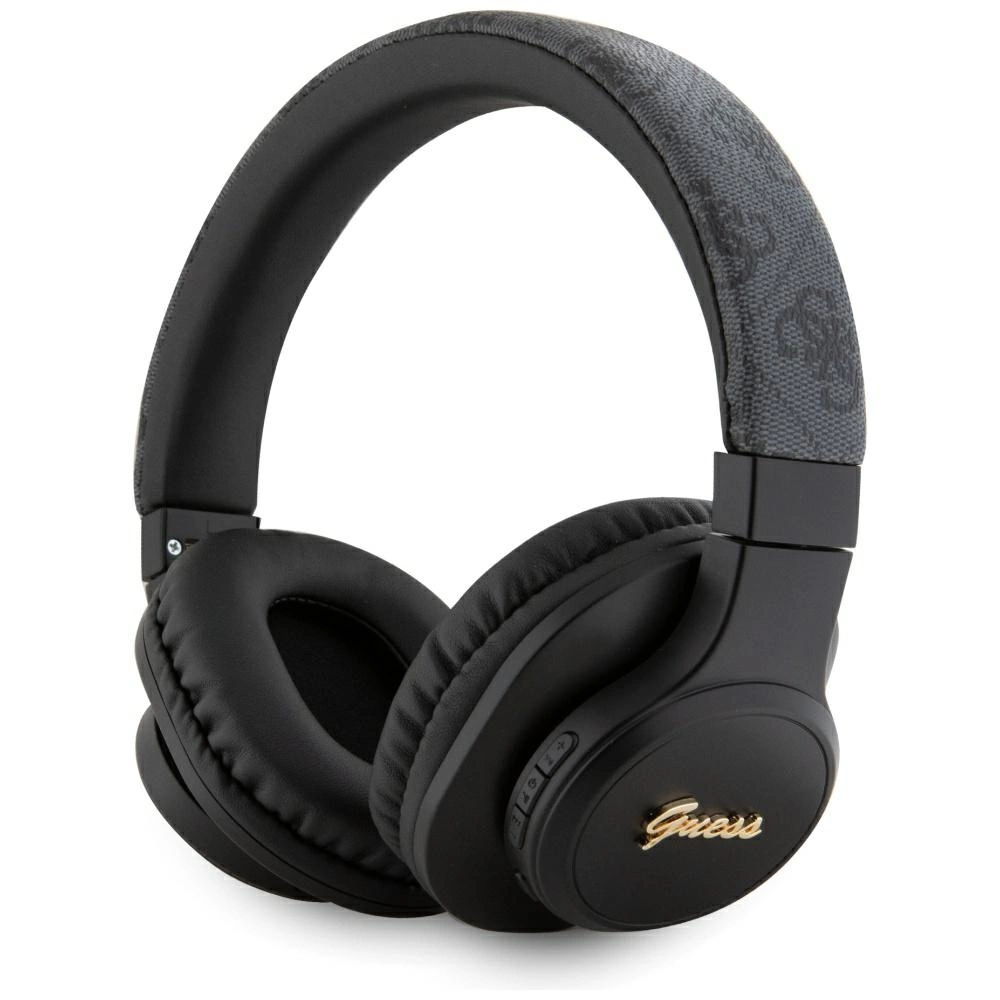Guess Leather Tone On Tone Script Bluetooth 4G Over-Ear Headphones - Blackeng