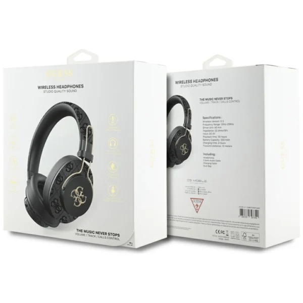 Guess ENC Metal 4G Logo Over-Ear Headphones - Blackeng