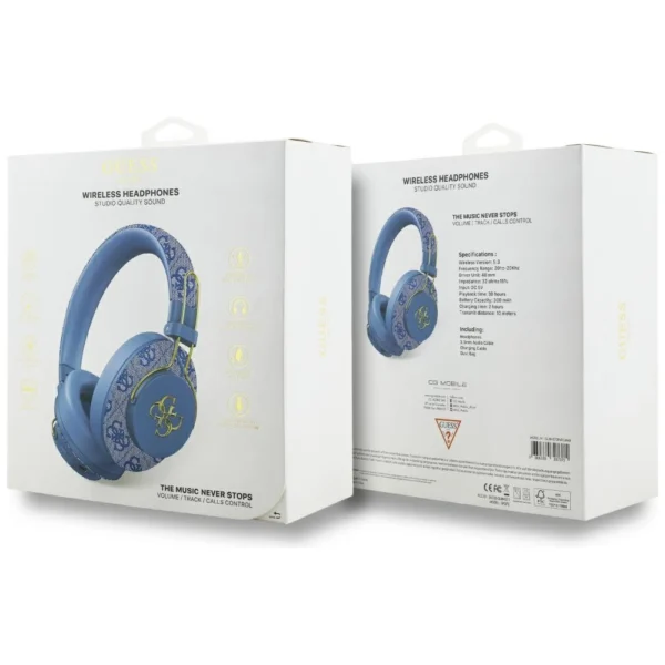 Guess ENC Metal 4G Logo Over-Ear Headphones - Blueeng
