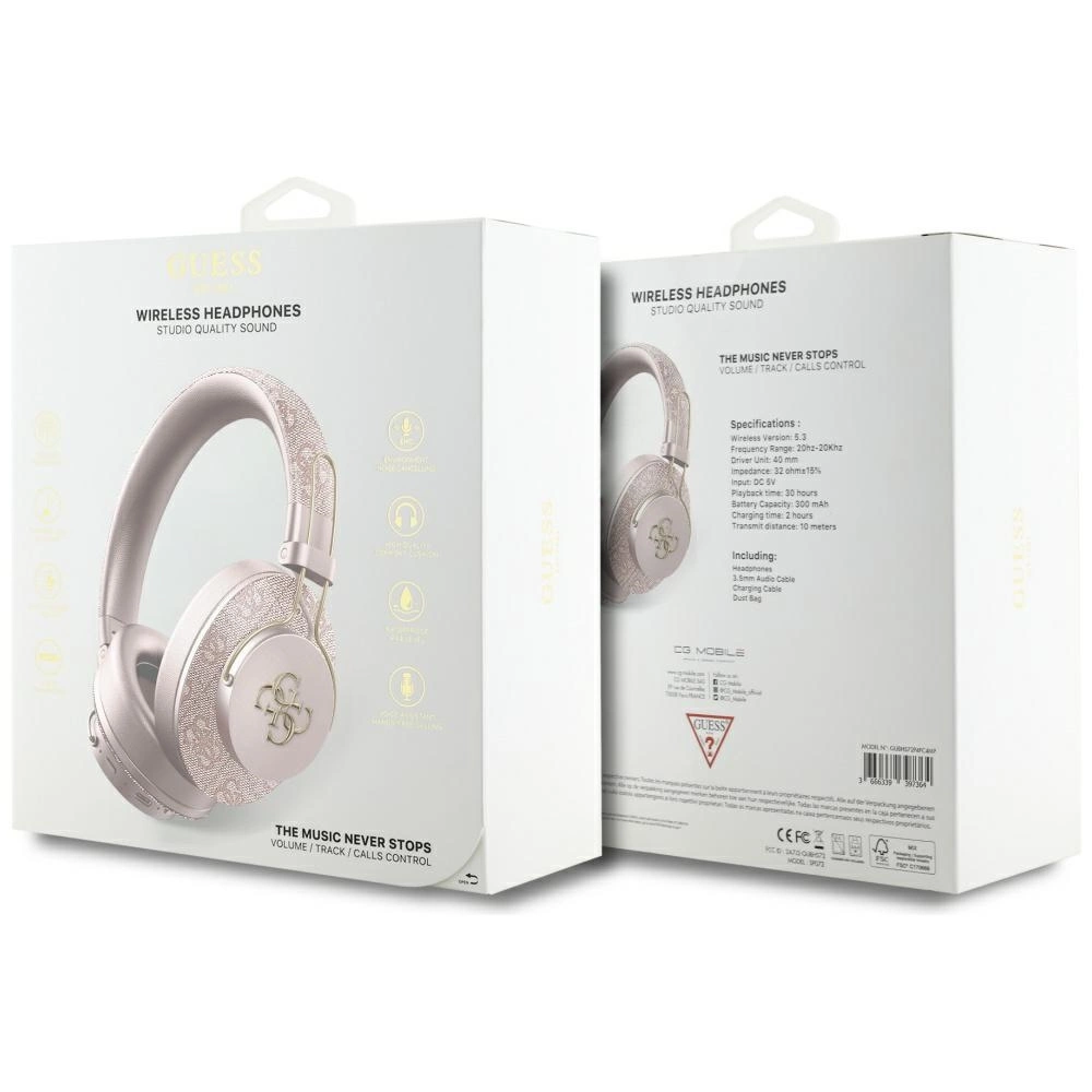 Guess ENC Metal 4G Logo On-Ear Headphones - Pinkeng