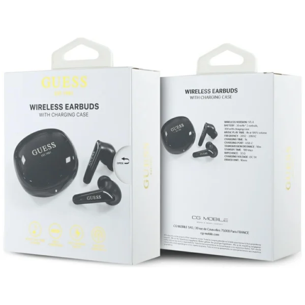 Guess Flat Classic Logo Electroplated TWS Headphones - Blackeng