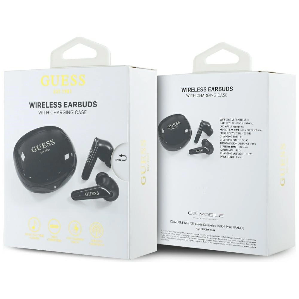 Guess Flat Classic Logo Electroplated TWS Headphones - Blackeng
