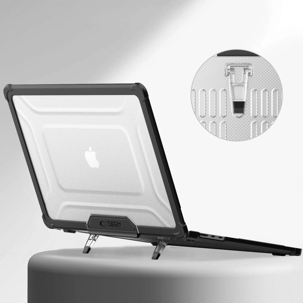 Tech-Protect SmartShell Pro case for MacBook Air 15" 2023-2025 M2 / M3 / M4 - transparent and blackeng