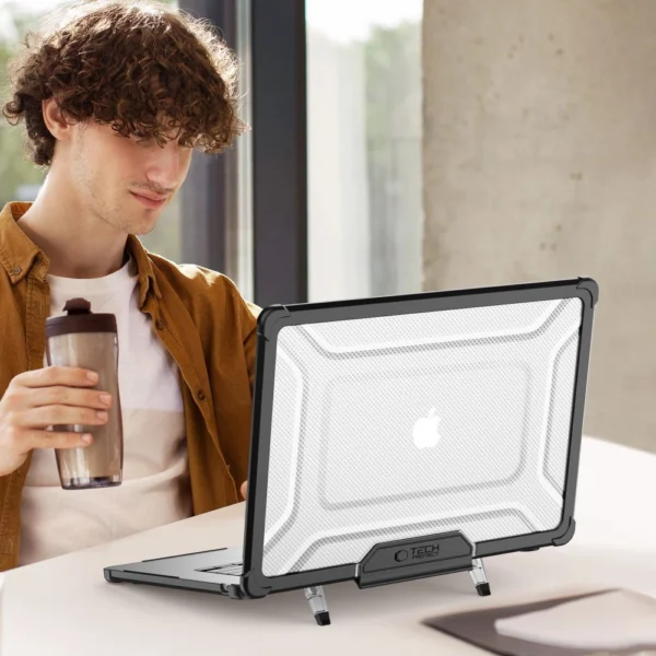 Tech-Protect SmartShell Pro case for MacBook Air 15" 2023-2025 M2 / M3 / M4 - transparent and blackeng